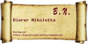 Bierer Nikoletta névjegykártya